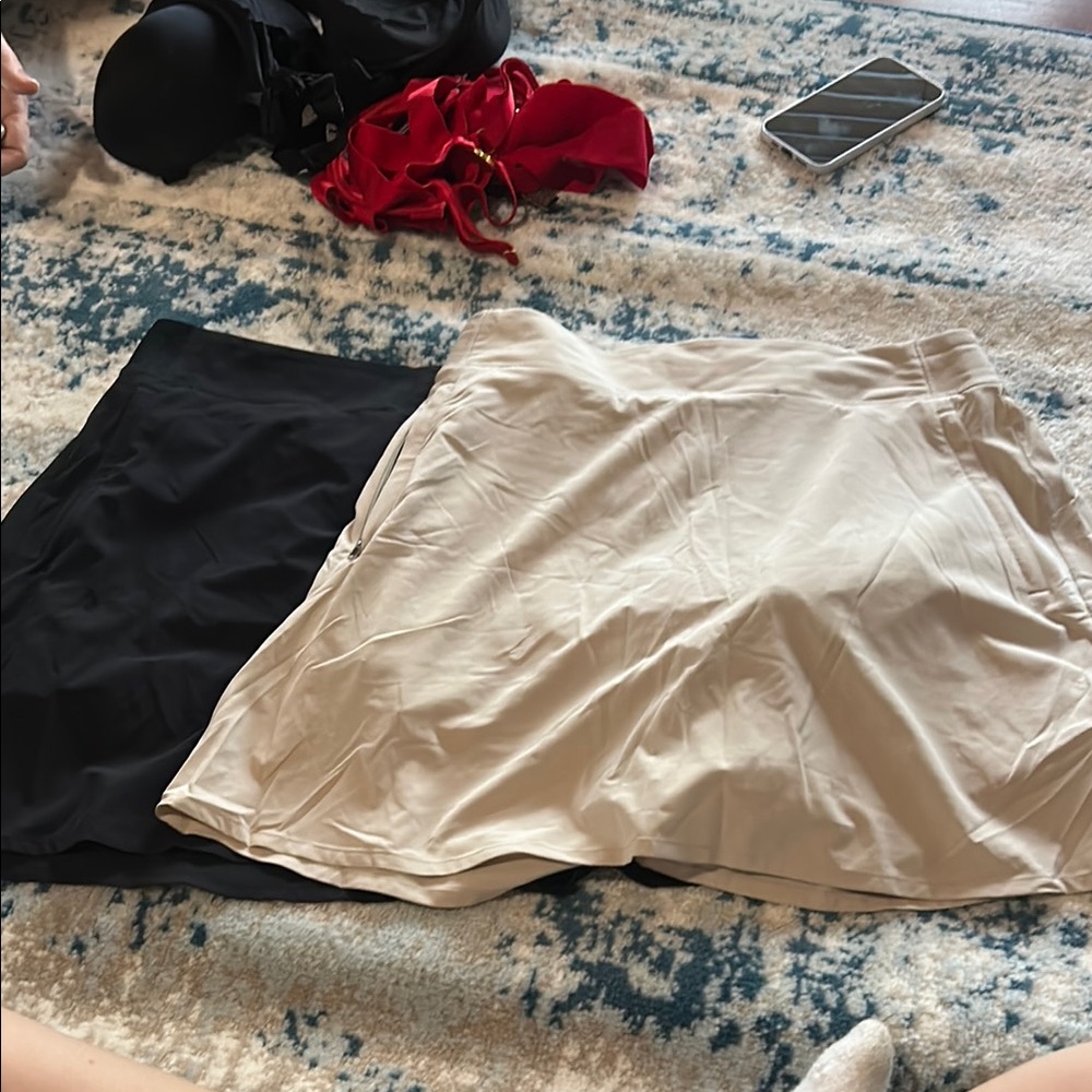 Athleta Cream and Black Mini Pencil Skirt Set Casual